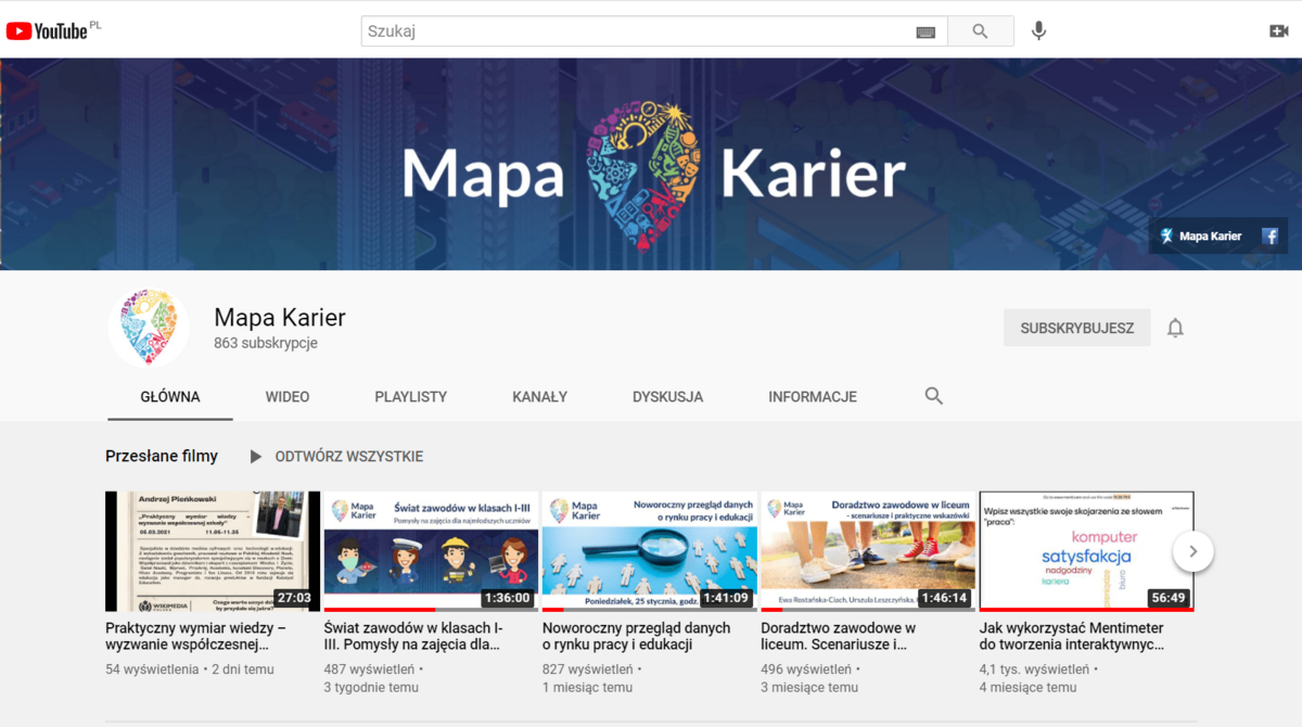 Mapa Karier - kanał YouTube