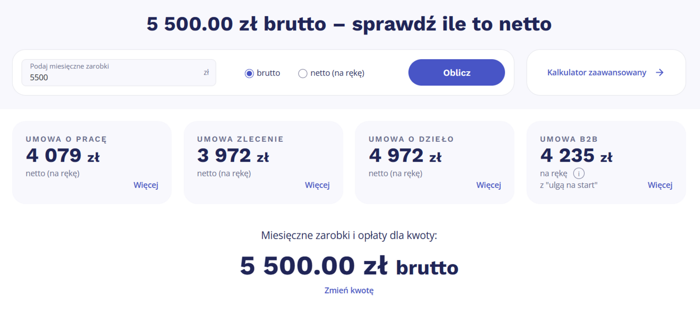 kalkulator wynagrodzeń - Twoje wynagrodzenie zalezy od typu umowy